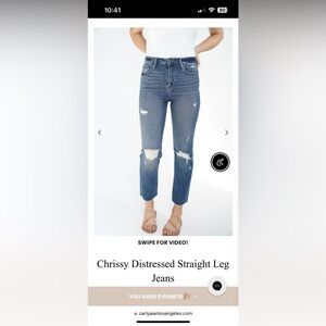 Carly Jean Los Angeles Chrissy Distressed Straight Leg jeans